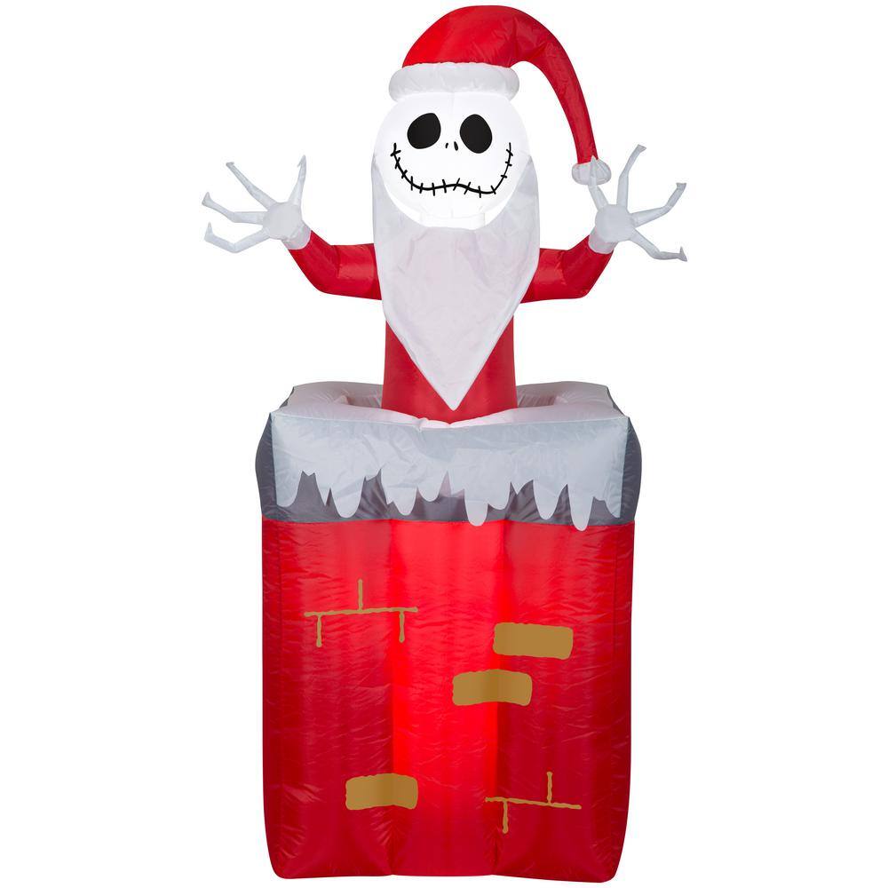 5.5 ft. Tall Animated Airblown-Jack Skellington Popping Out of Chimney-Disn