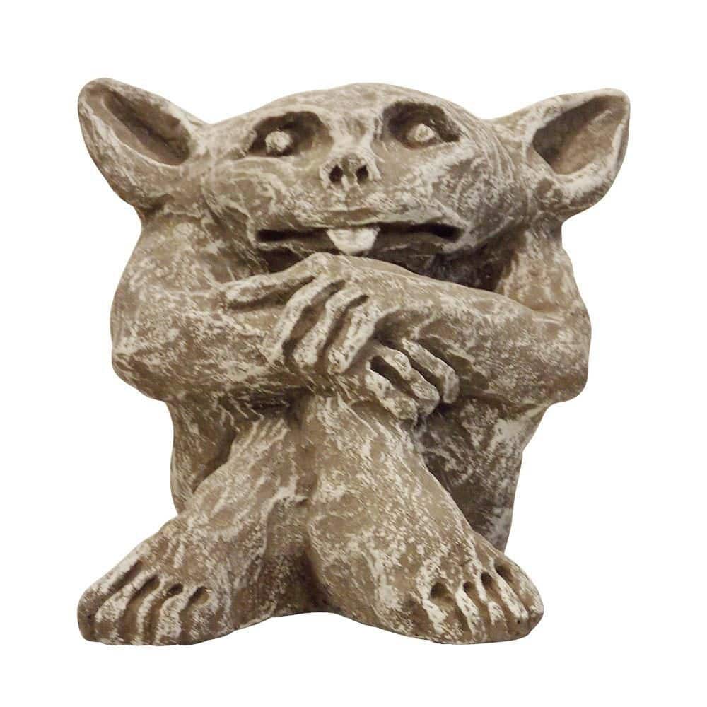 English Antique Concrete 5 in. H x 6 in. W Naughty Imp Gargoyle Garden
