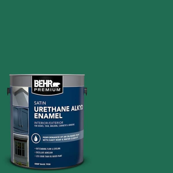 BEHR PREMIUM 1 gal. #P430-7 Sparkling Emerald Urethane Alkyd Satin Enamel Interior/Exterior Paint