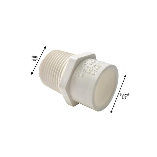 Charlotte Pipe 1 2 In X 3 4 In Pvc Schedule 40 Mpt X S Male Reducer Adapter Pvchd The Home Depot