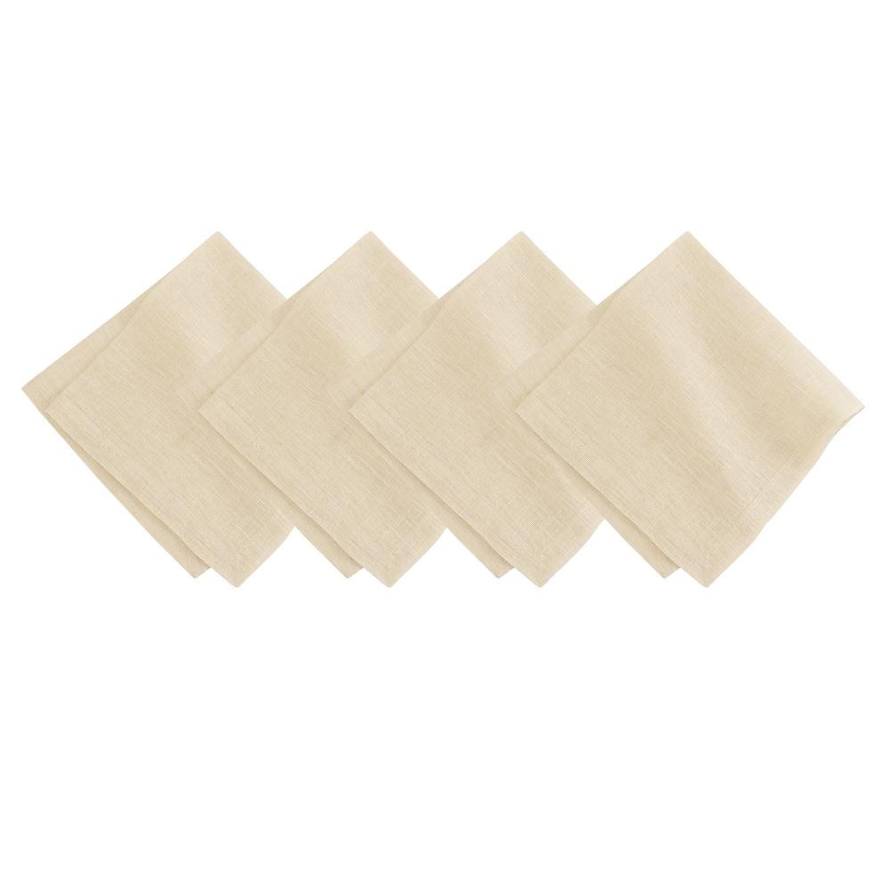 Ivory Gold Linen Napkin Set of Four with Mitered Hem