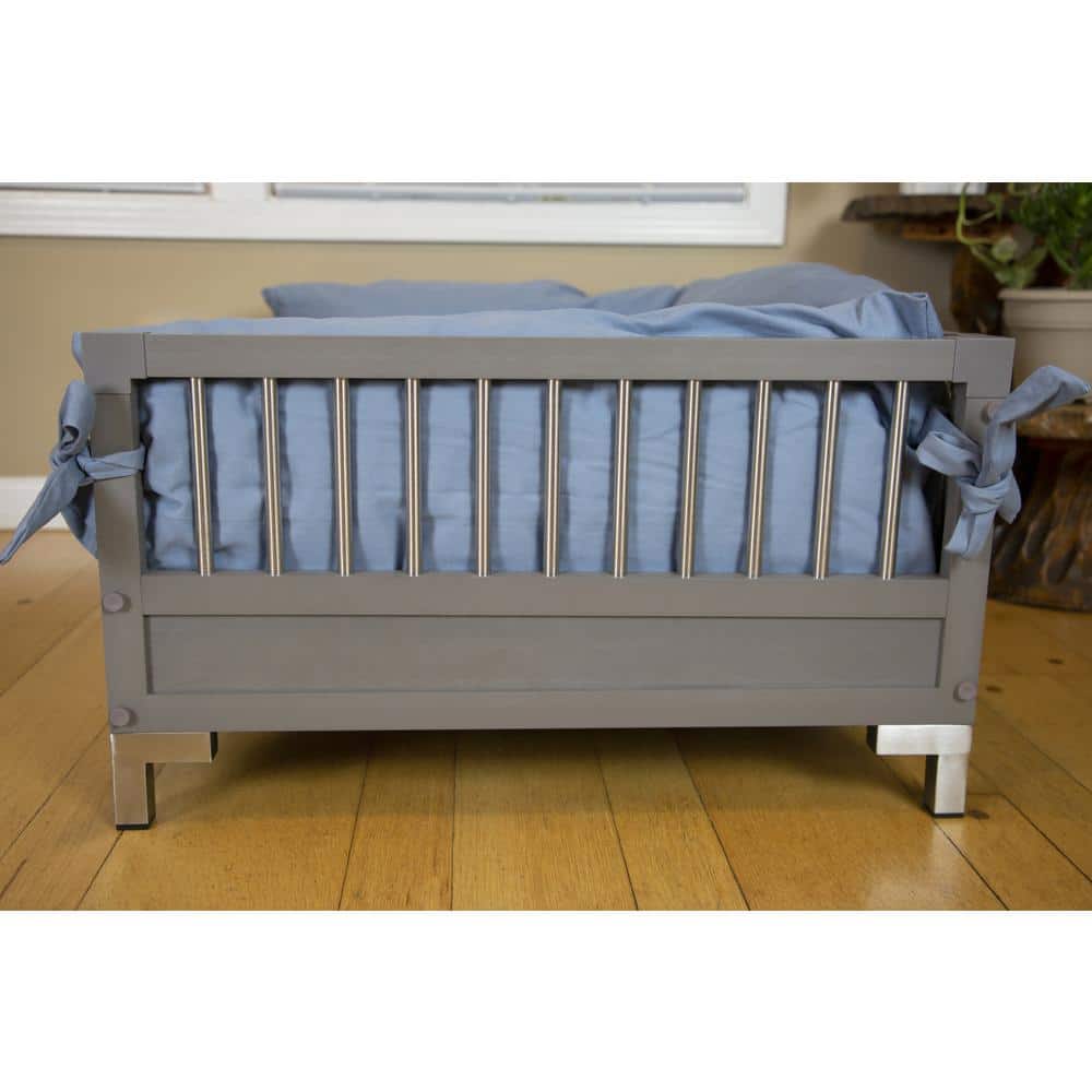 Large Gray Elevated Orthopedic Dog Bed with Foam Fill