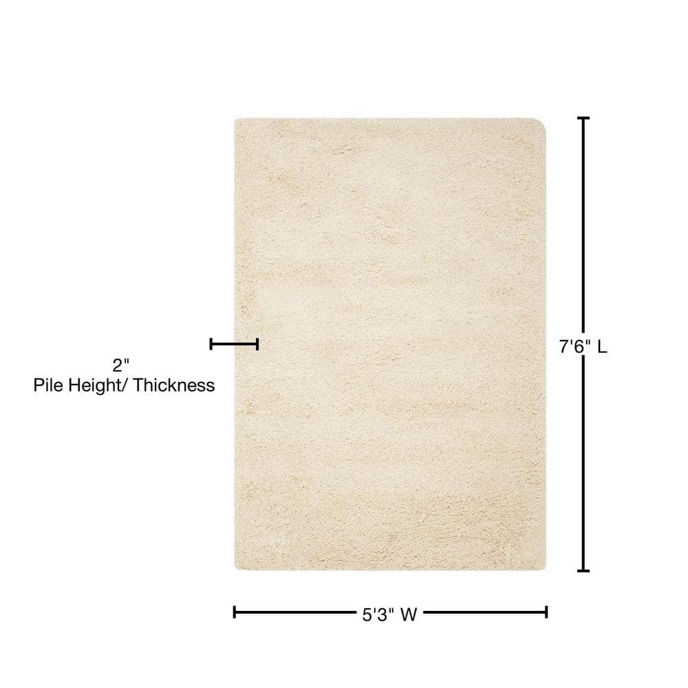 Coastal Comfort Ivory Shag Rug 5'3" x 7'6" Synthetic Blend
