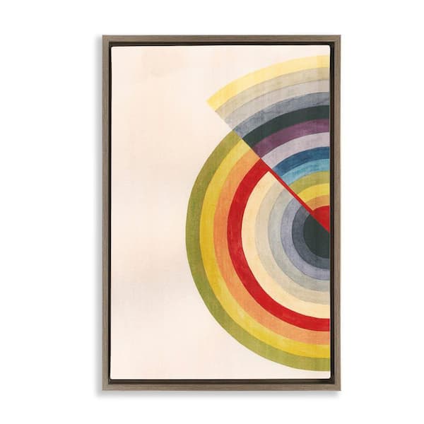 Stupell Industries Round Alternating Stripes by Grace Popp Brown Floater Frame Abstract Graphic Art Print 25 in. x 17 in.