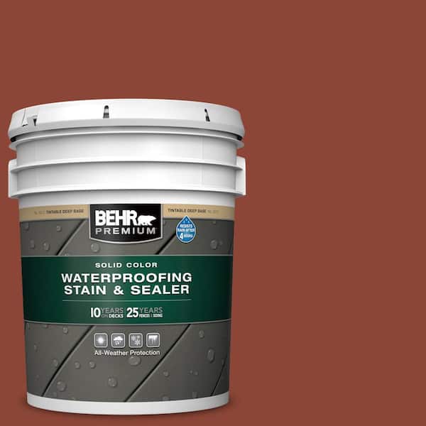BEHR PREMIUM 5 gal. #SC-330 Redwood Solid Color Waterproofing Exterior Wood Stain and Sealer