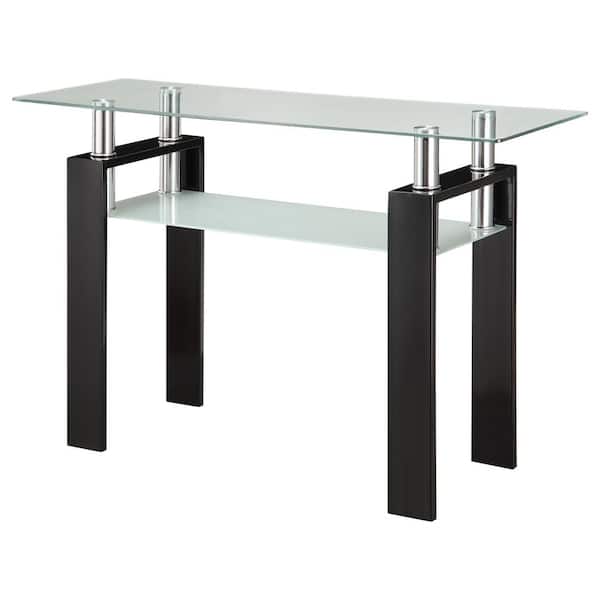 Coaster Dyer 48 in. Black, Chrome and Clear Rectangle Glass Coffee Table