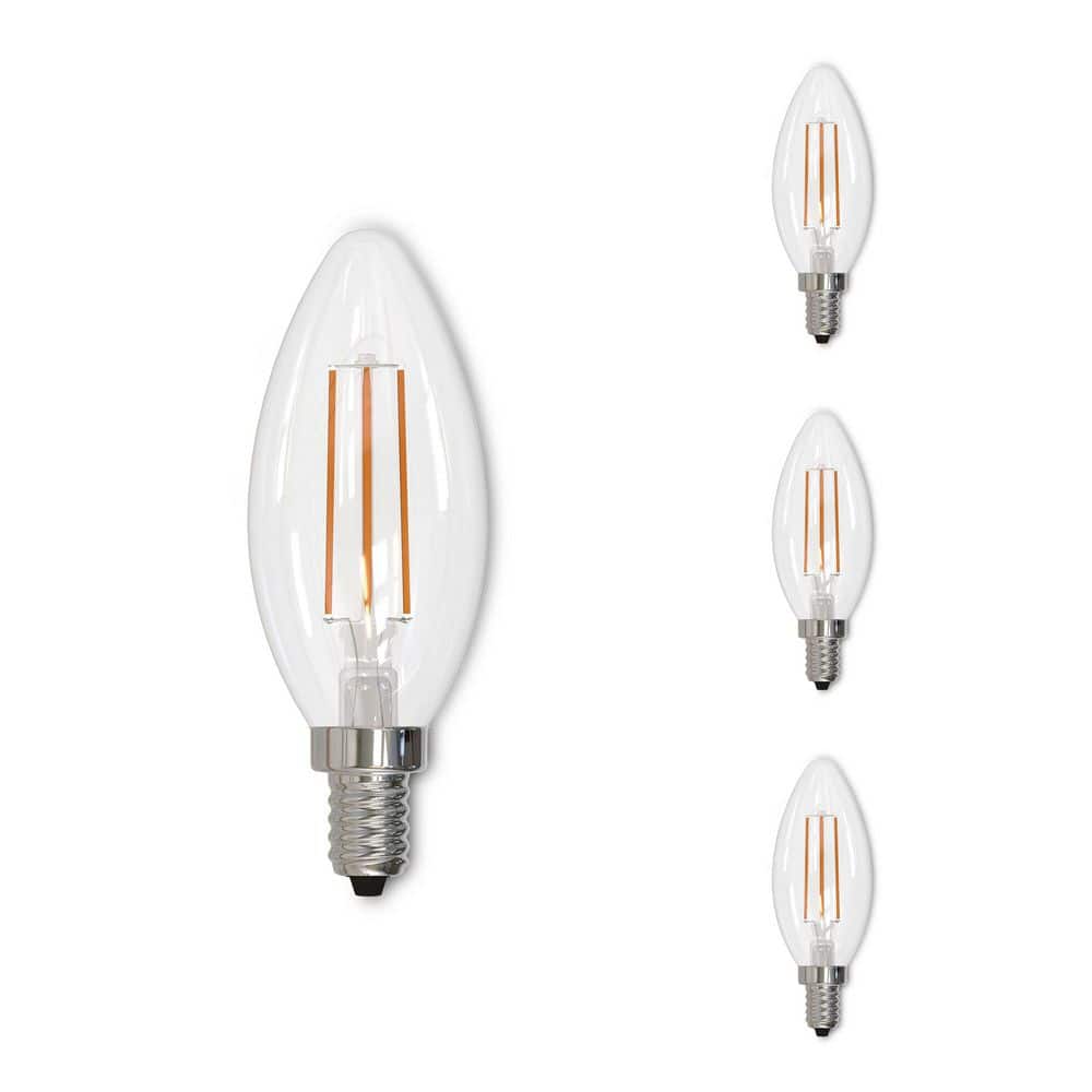 Bulbrite 25 - Watt Equivalent Warm White Light B11 (E12) Candelabra Screw Base Dimmable Clear 2700K LED Light Bulb (4-Pack) -  861412