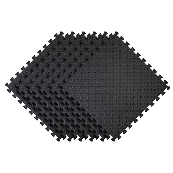 Norsk Duräflex Lite Puzzle Mats - 24 Black EVA Foam Tiles, 96 Sq Ft, 1/ ...