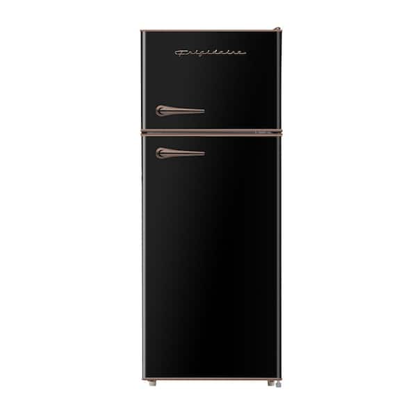 Black refrigerator with gold handles sales