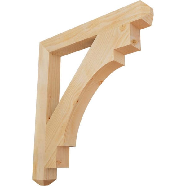 Ekena Millwork 4 in. x 36 in. x 32 in. Douglas Fir Merced Craftsman Rough Sawn Bracket