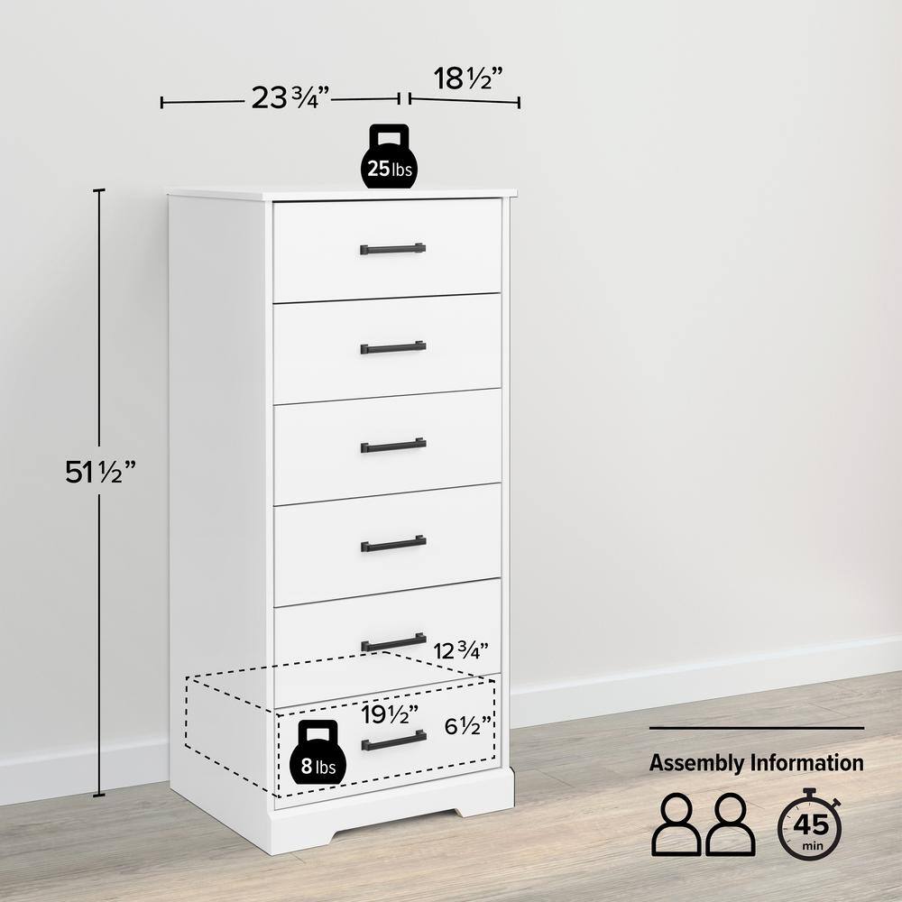 Rustic White Vertical 6-Drawer Farmhouse Dresser