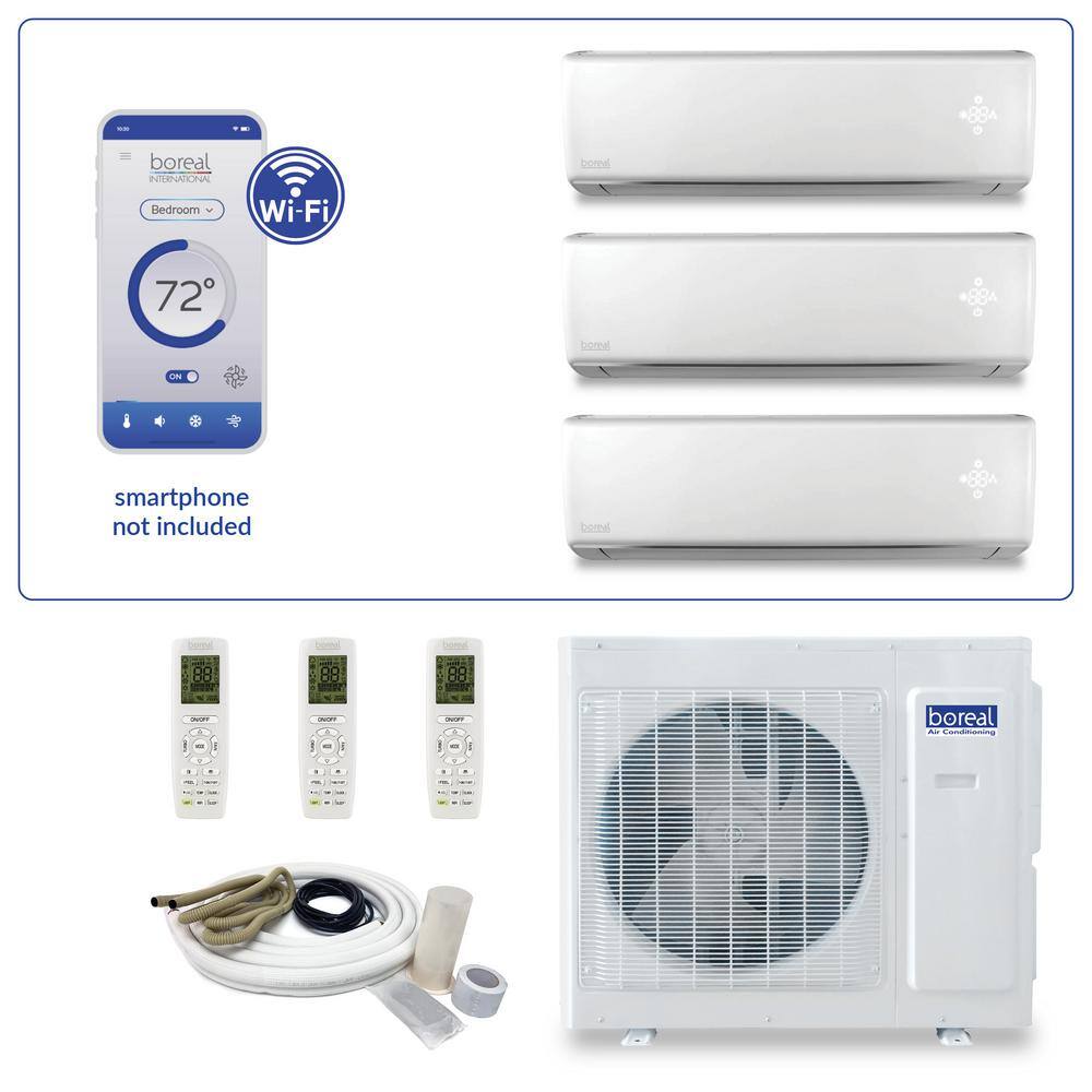 Brisa Triple Zone 28400 BTU 2.5 Ton Smart Home Ductless Mini Split Air Conditioner Heat Pump 25 ft. Install Kit 230V price history on PriceWatchPro