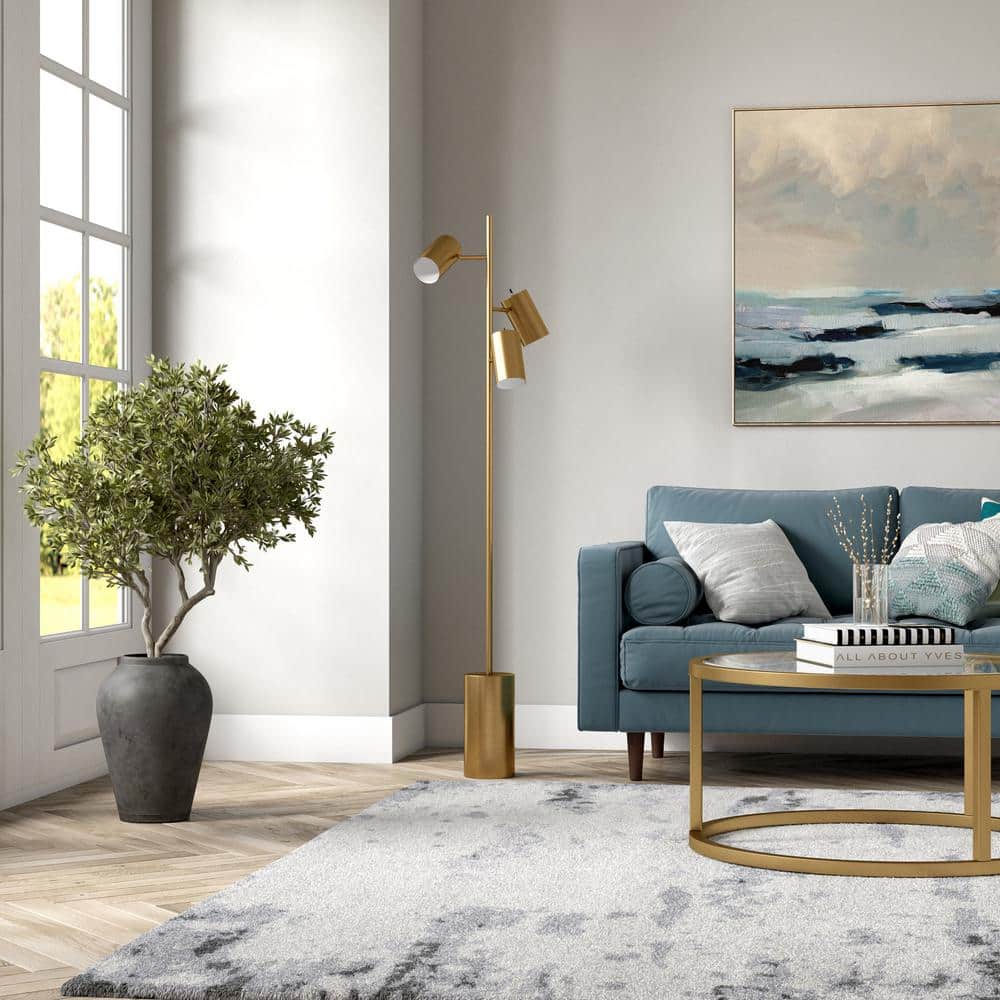 Dorset Voice-Controlled Modern Brass Metal 3-Light Floor Lamp