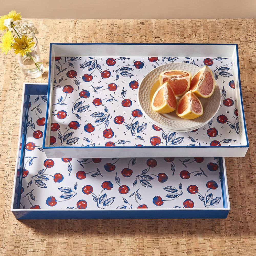 Bing Cherries Multicolor Polypropylene Rectangular Serving Tray Set