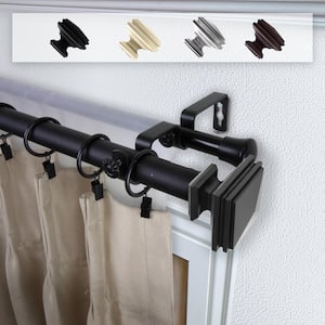 Bedpost 66 in. - 120 in. Double Curtain Rod in Black