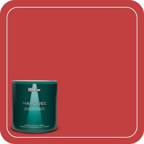 BEHR MARQUEE 1 qt. #150B-7 Poinsettia Semi-Gloss Enamel Interior Paint & Primer