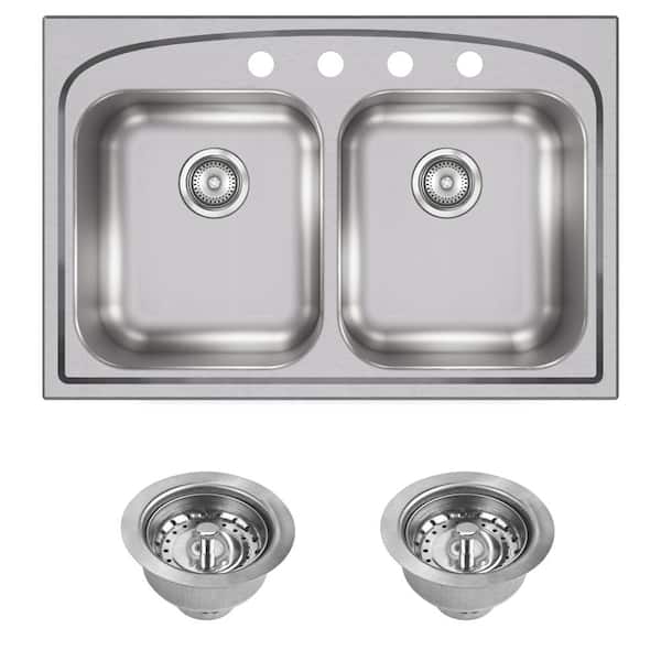 Elkay Pergola 33in. Drop-in 2 Bowl 20 Gauge  Stainless Steel Sink w/ Accessories