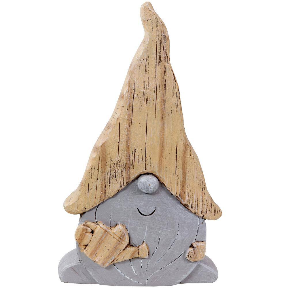 Gray and Beige Ceramic Indoor/Outdoor Garden Gnome Statue