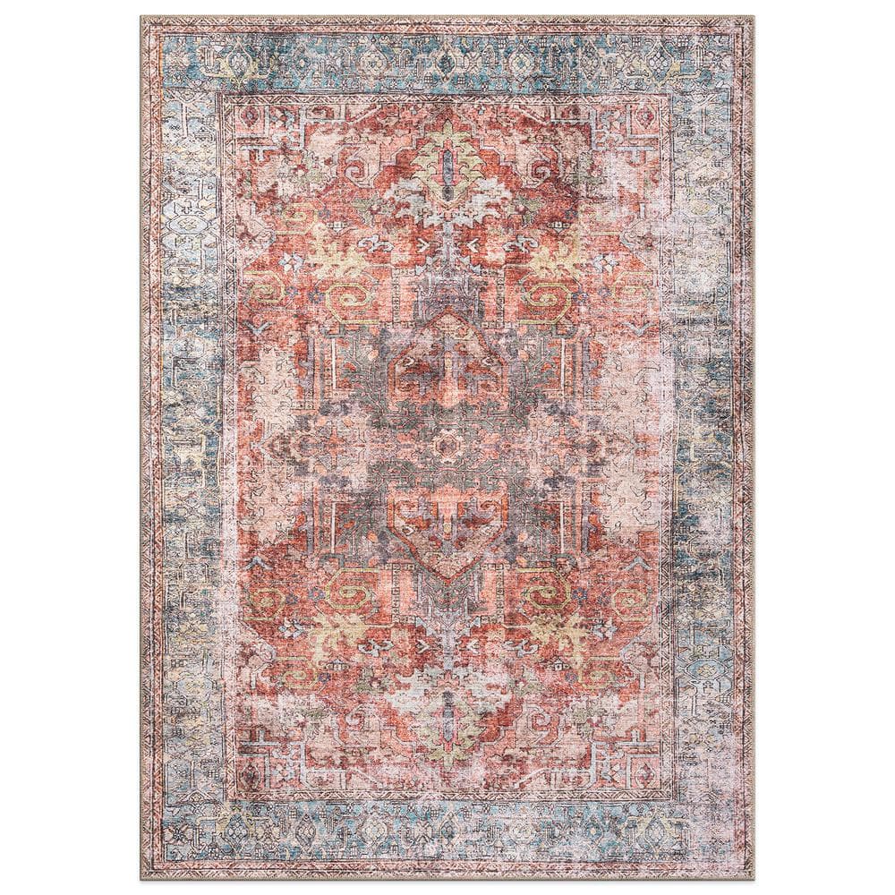 Amber Multi 3 ft. 3 in. x 5 ft. Vintage Inspired Distressed Machine Washable Area Rug price history on PriceWatchPro