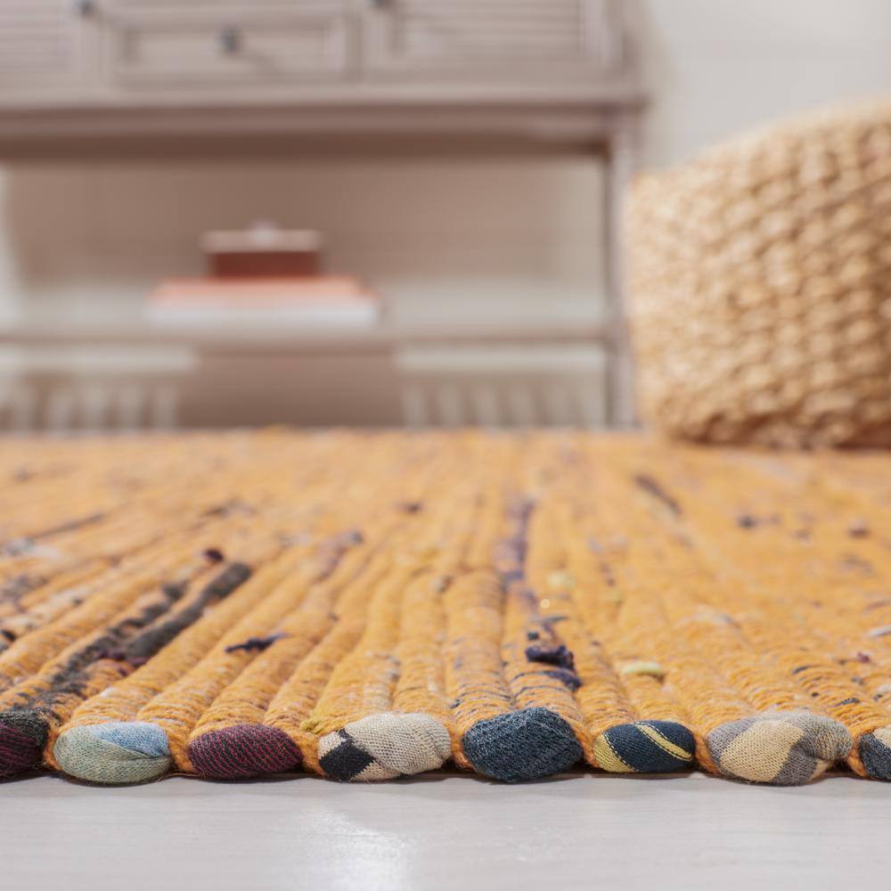 Multicolor Striped Cotton Flat Woven Area Rug
