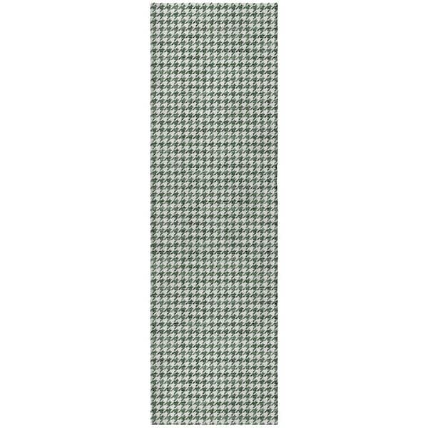 Dream Shag Premium Machine Washable Abstract ADS137 Green 2 ft. x 7 ft. Runner Rug