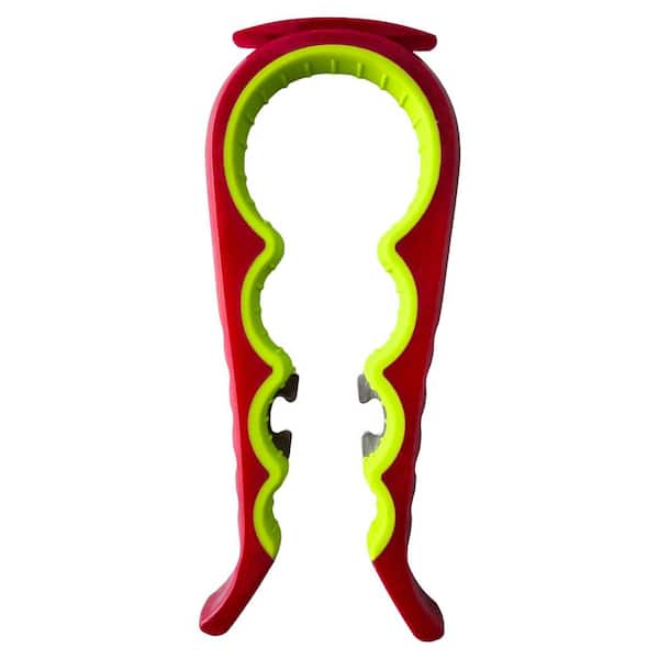 Multi Functional Jar Opener with Non-Slip Easy Grip, Beer Bottle Opener for Weak Hands, 1 Piece, Red