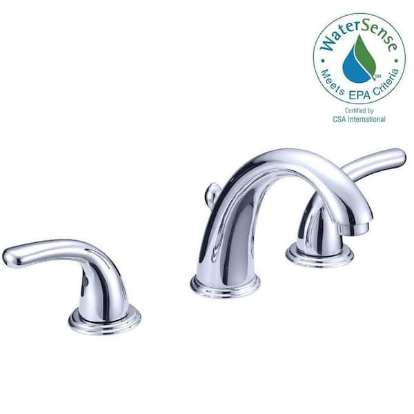 Glacier Bay Builders 8 in. Widespread 2-Handle Bathroom Faucet with Drain in Chrome