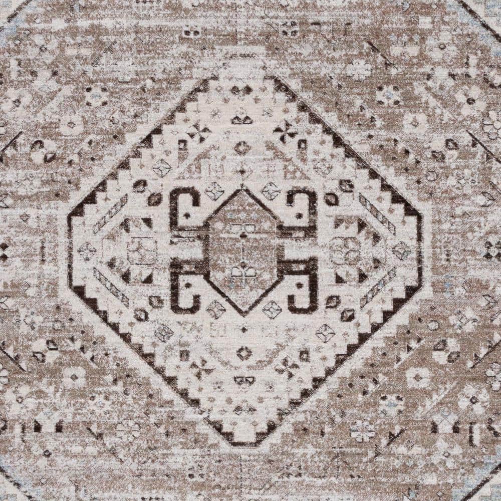 Antique Patina Blue and Beige Wool Area Rug