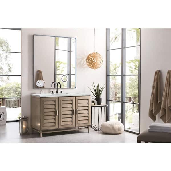 James Martin Vanities Portland 48.0 in. W x 23.5 in. D x 34.3 in. H Bathroom Vanity in Whitewashed Walnut with Ethereal Noctis Quartz Top