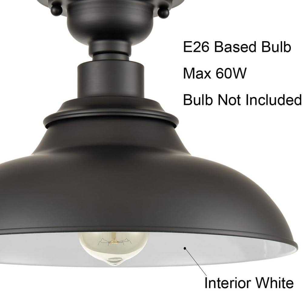 Matte Black Farmhouse Metal Semi Flush Mount Ceiling Light