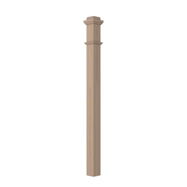 3.5 in. D x 3.5 in. W x 56 in. L Unfinished Poplar Wood Box Newel