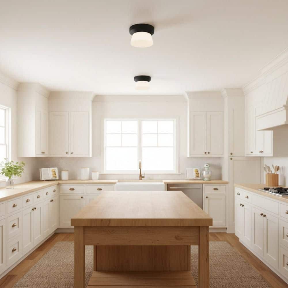 7 in. Black LED Ceiling Light Flush Mount with Dimmable 3-Color Temperatures Glass Diffuser for Bathroom Living Room price history on PriceWatchPro