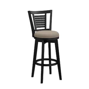 Foxmoor 25.25in. Black Full Back Wood Counter Stool with Fabric Seat Set of 1
