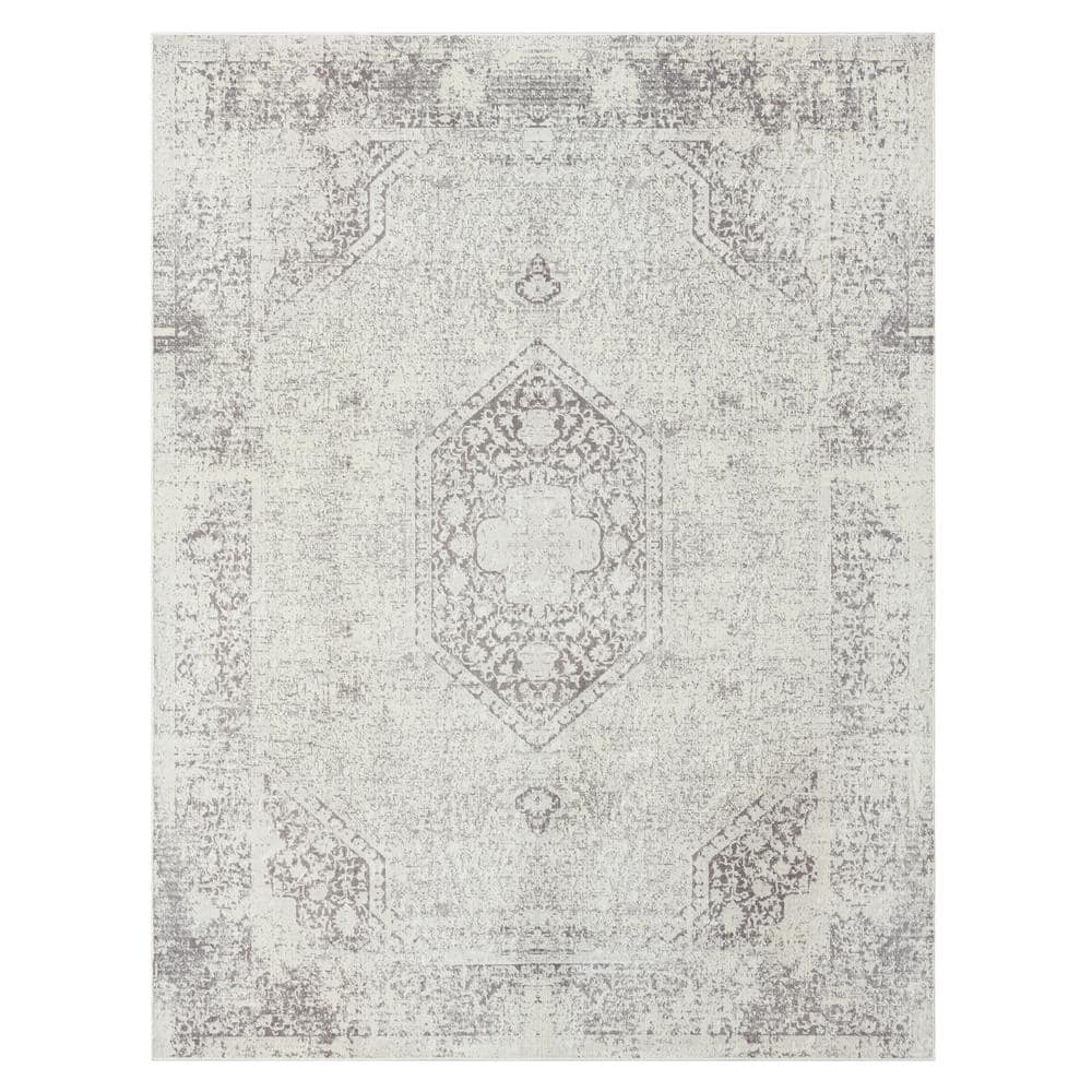 Melody Gray/Ivory 2 ft. 8 in. x 3 ft. 10 in. Contemporary Power-Loomed Meda