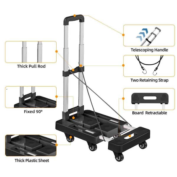 Afoxsos Folding Hand Truck Series with 500 lb. Capacity, 6-Wheel