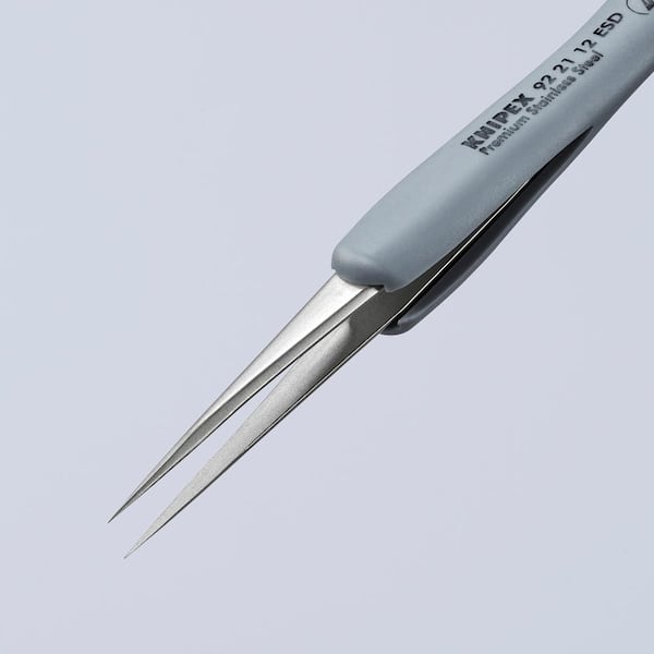 Knipex Stainless Steel Gripping Tweezers, Angled, Needle-Point