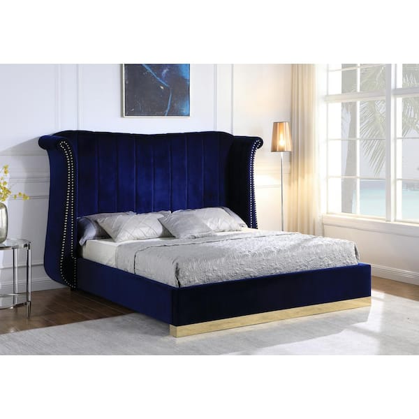 Best Master Jamie Velvet Upholstered Tower High Profile Queen Bed