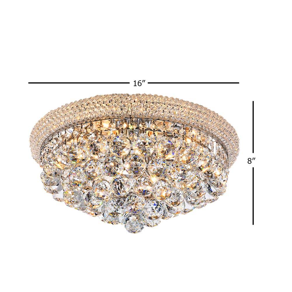 16" Chrome Crystal Flush Mount Ceiling Light