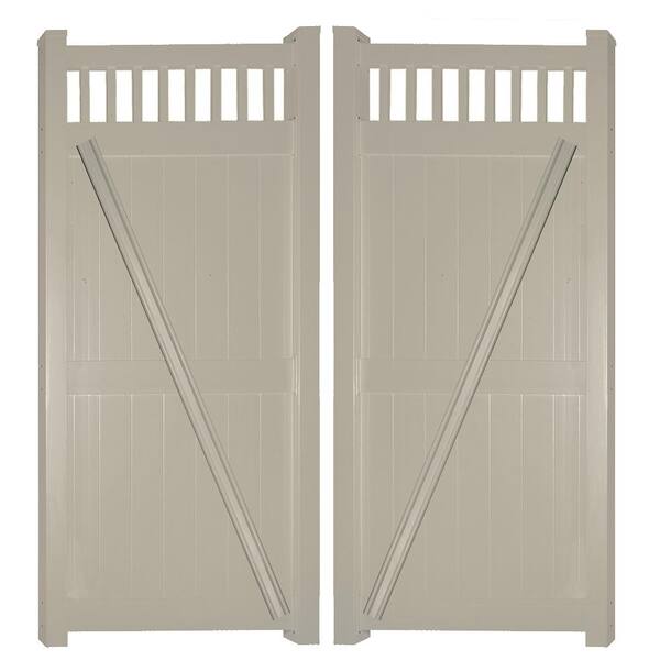 Weatherables Mason 7.4 ft. W x 8 ft. H Khaki Vinyl Privacy Fence Double Gate Kit