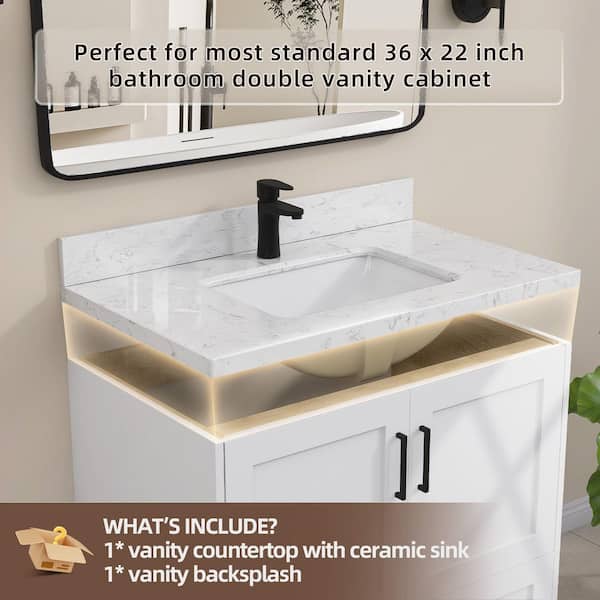 Checotfアイボリー36 eclife 36 in. W x 18.1 in. D x 18.1 in. H Single Sink Floating Oak