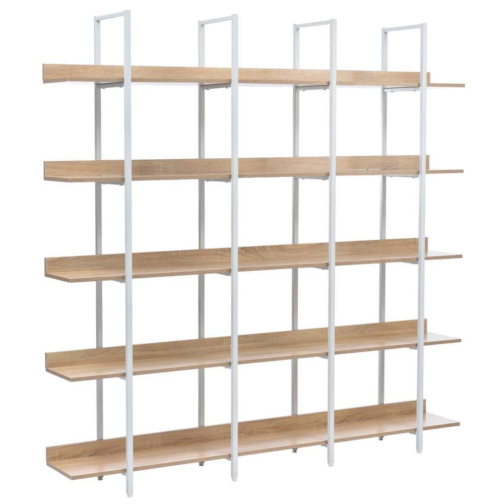 Afted rack 本棚 900x350x900mm Asucoora Giltner 71 in. Wide White/Oak Metal 5-Shelf Etagere