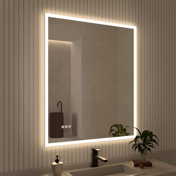 Musci 30 in. W x 36 in. H Rectangular Frameless LED Wall Bathroom Vanity Mirror