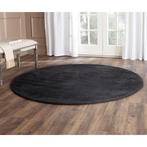 Himalaya Black 8 ft. x 8 ft. Round Solid Area Rug