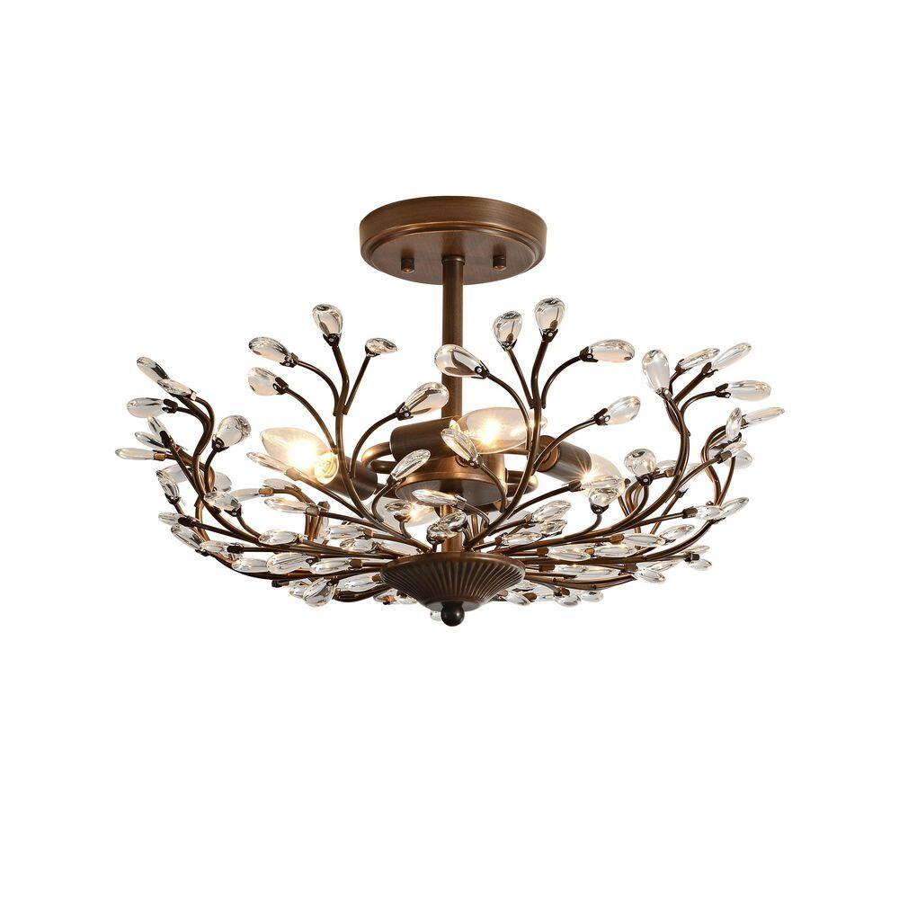 Alina 18 in. 4-light Bronze Finish Crystal Beaded 9-Branch Semi-Flush Mount price history on PriceWatchPro