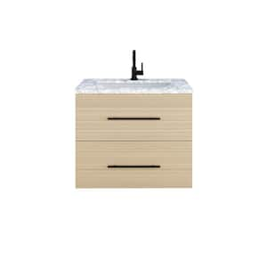 Napa 30 in. W x 22 in. D x 21.75 in. H Single Sink Bath VanityWall in Sand Pine with White Carrera Marble Countertop