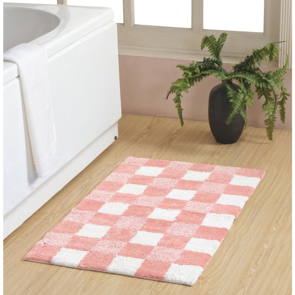 Cubic Bar 24 in. x 40 in. Tea Rose Cotton Tufted Bath Rug