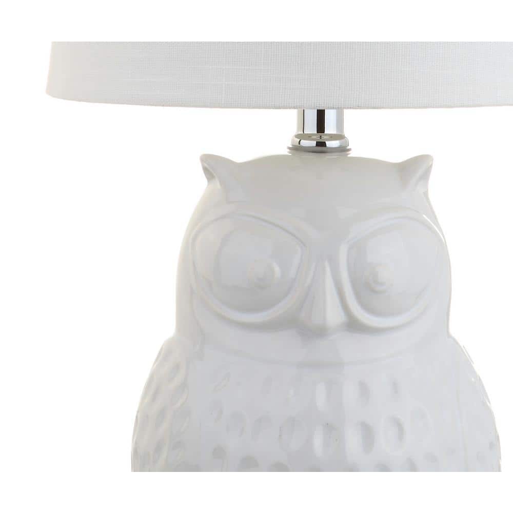 Hoot 20.5" White Ceramic Owl Mini LED Table Lamp