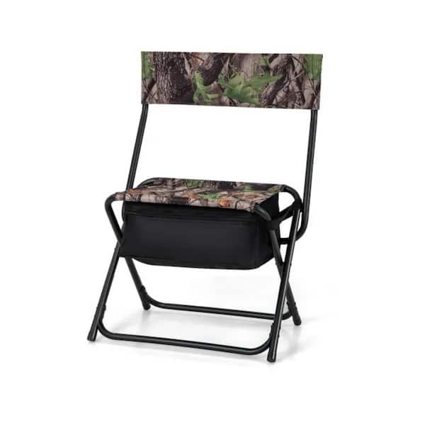 Foldable Metal Patio Chair with Storage Pocket Backrest for Camping Hiking, Adjustable Metal Beach Chair
