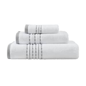 Cliff Side White/Grey 100% Cotton 3-Piece Terry Bath Towel Set