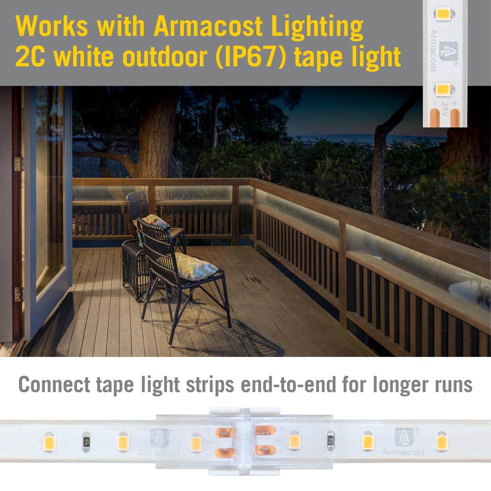 Clear IP67 Outdoor LED Tape Light Connectors, 4 Pack